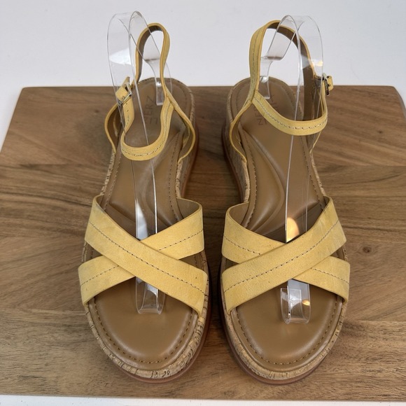 New NWOB Womens Naturalizer Rikki Yellow Suede Platform Cork Sandals‎ Size 10 M - Picture 6 of 10